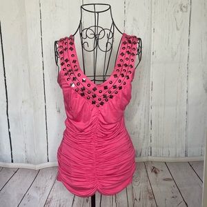 Pink Ruched Top with Stones